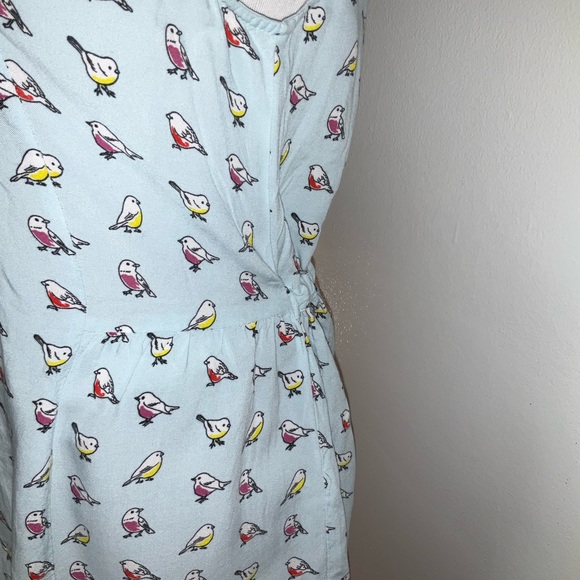 Modcloth Blue Bird Print Buttoned Mandarin Collar Blouse - Picture 5 of 9